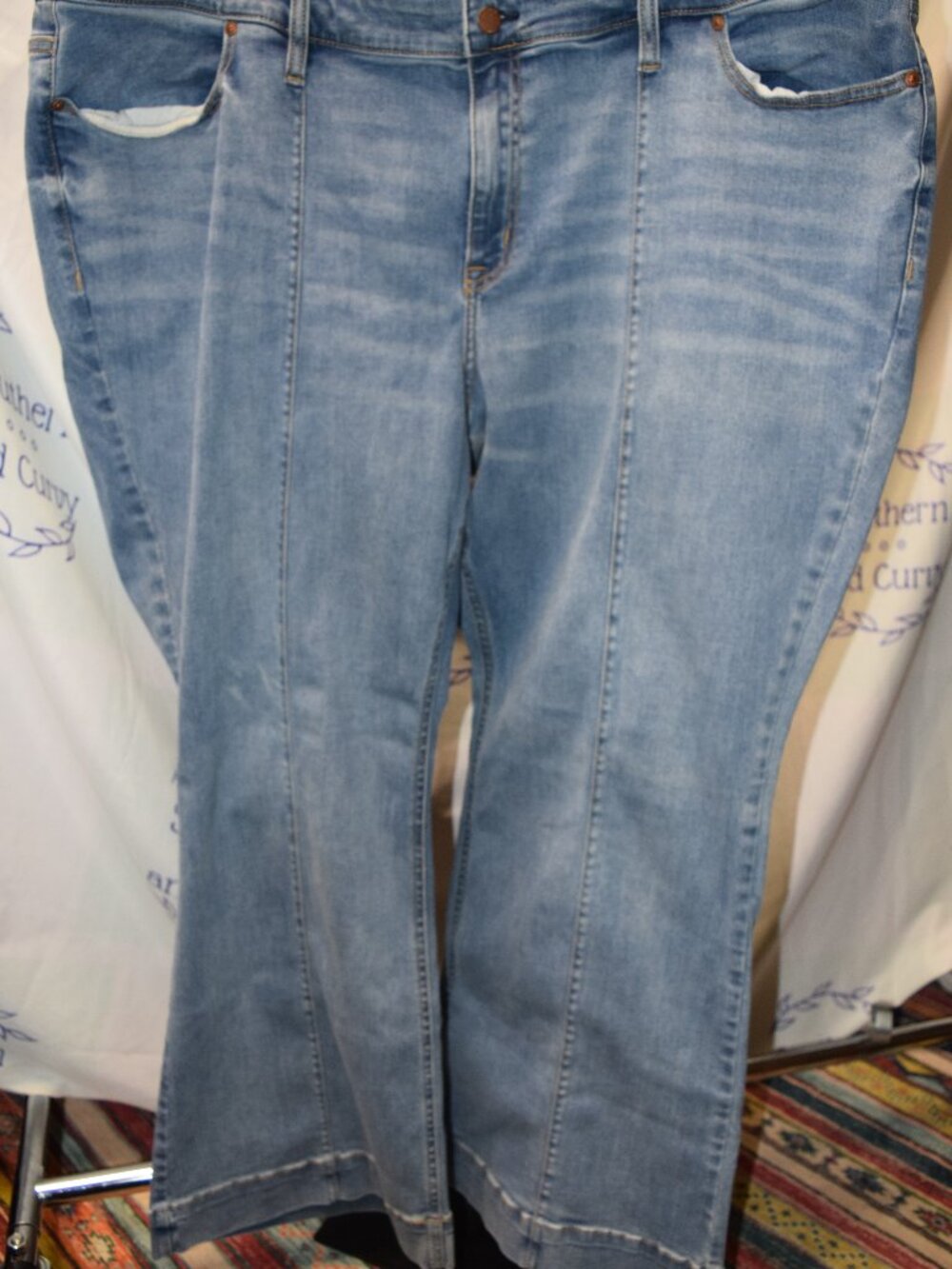 Lane Bryant Flared Faded Blue Jeans, Size 28